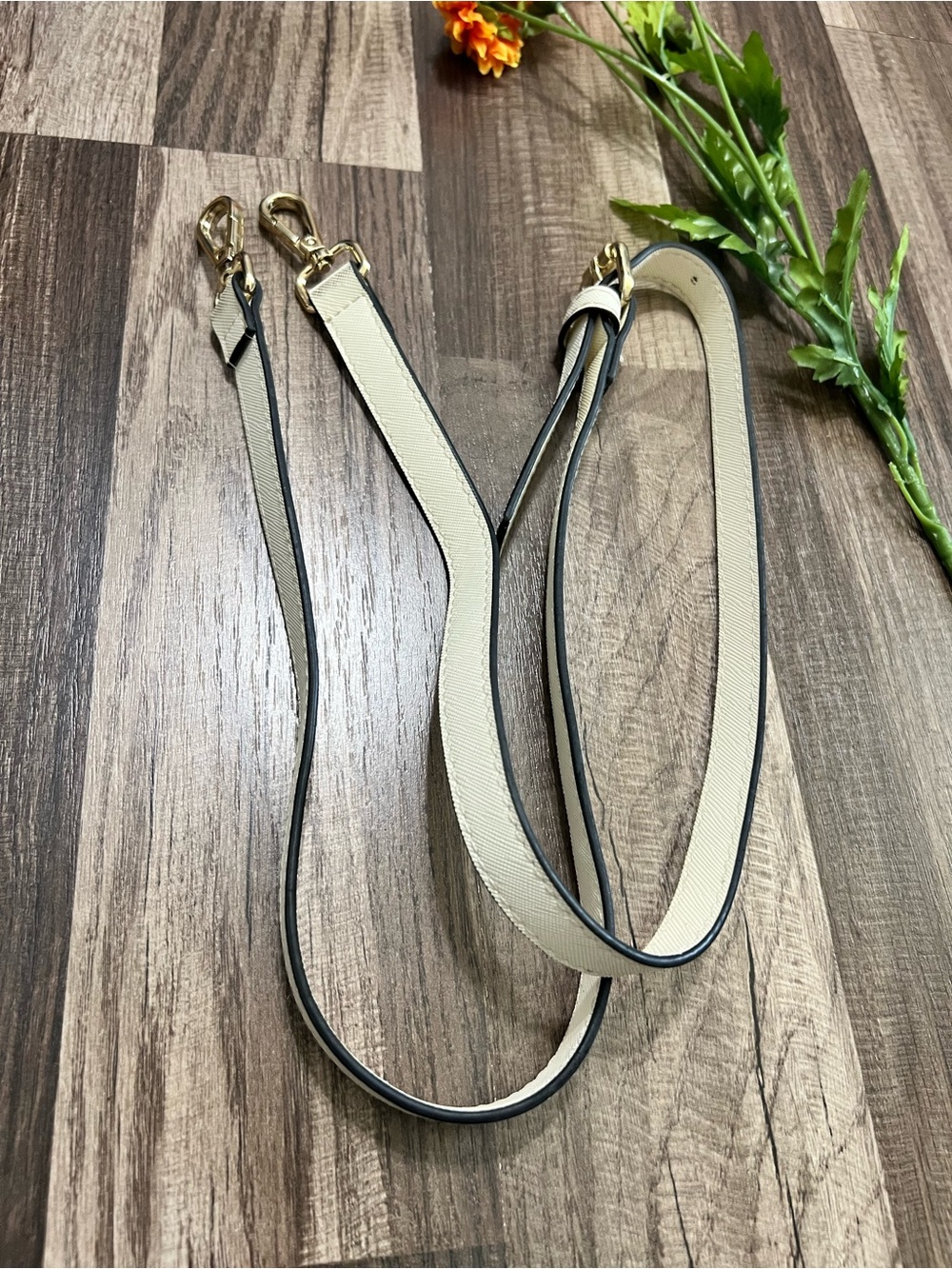 Fashion Cream Crossbody Strap with Gold Hardware - replacement bag strap